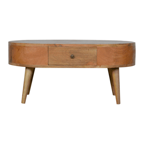 Table basse ronde en bois massif fabriquée à la main