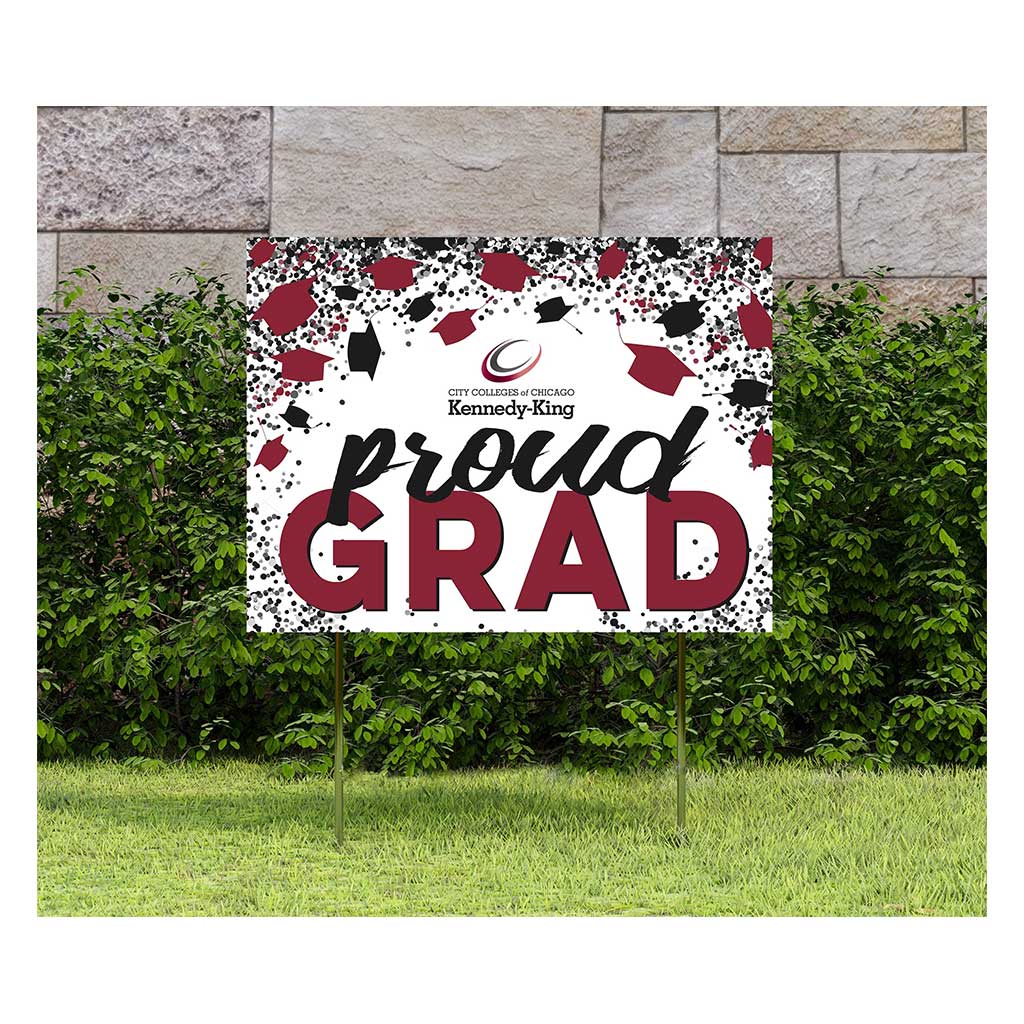18x24 Lawn Sign Proud Grad with Cap and Confetti Kennedy King College StatesMen