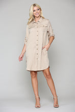 Load image into Gallery viewer, Taylor Shirt Tunic Dress - Taupe