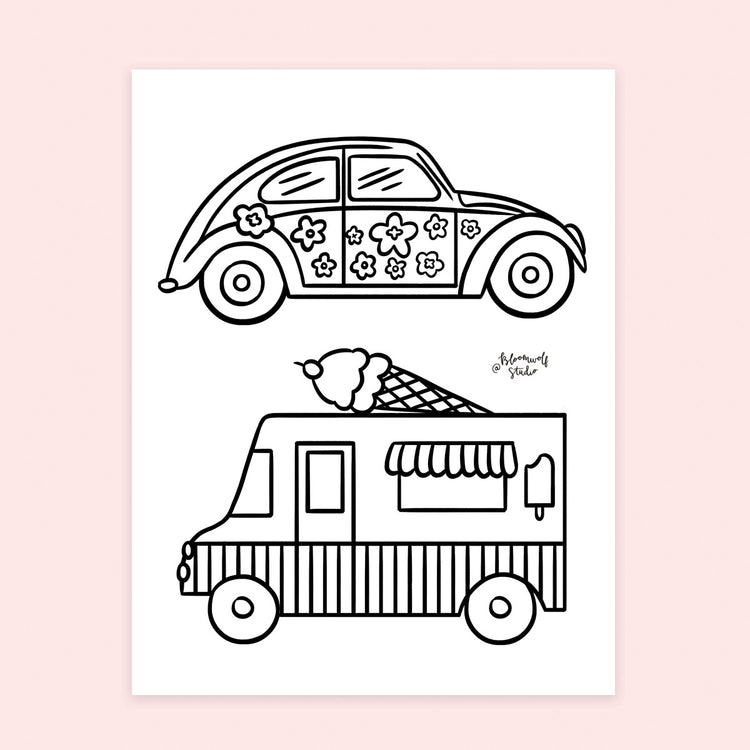 Buggie Ice Cream Truck Coloring Sheet