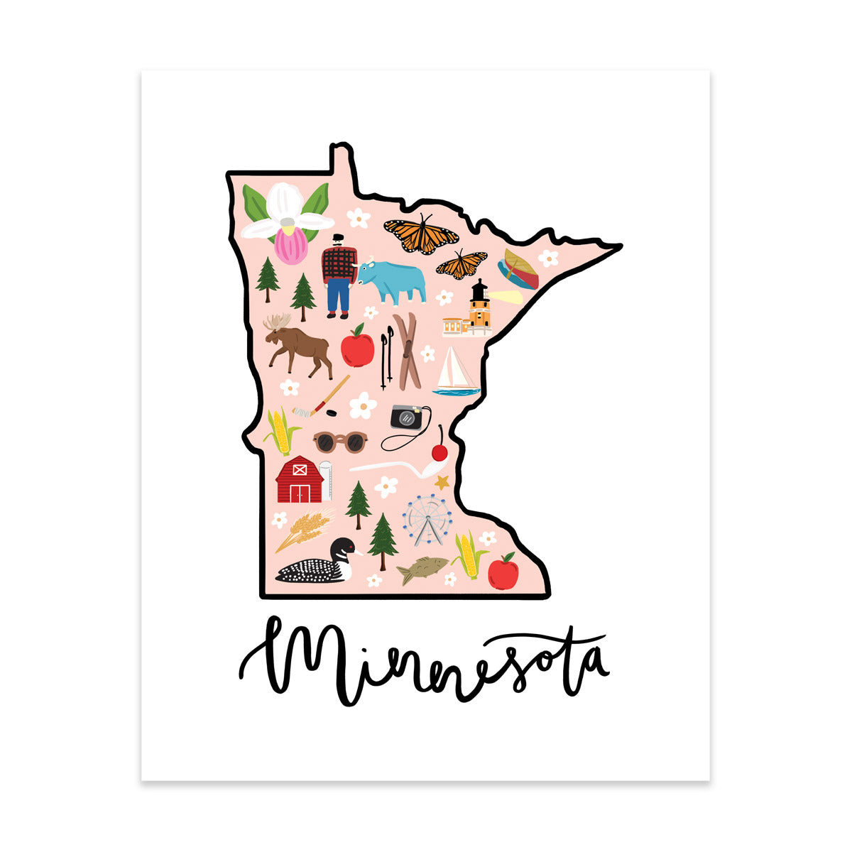 State Art Prints Minnesota Bloomwolf Studio