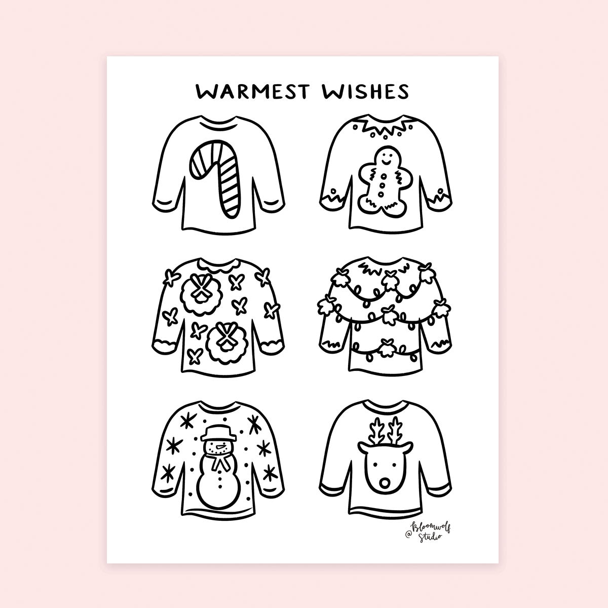 Christmas Sweaters Coloring Sheet– Bloomwolf Studio