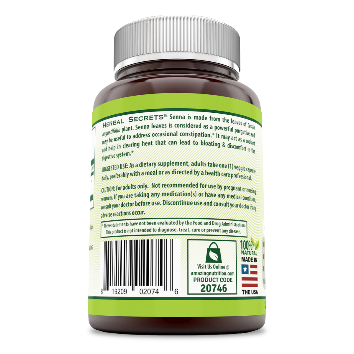 Herbal Secrets Organic Senna | 500mg 120 Veggie Capsules