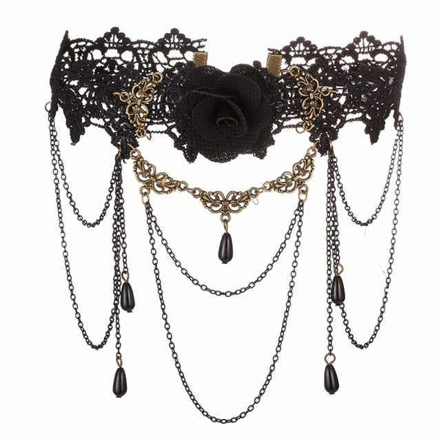 black lace neck choker