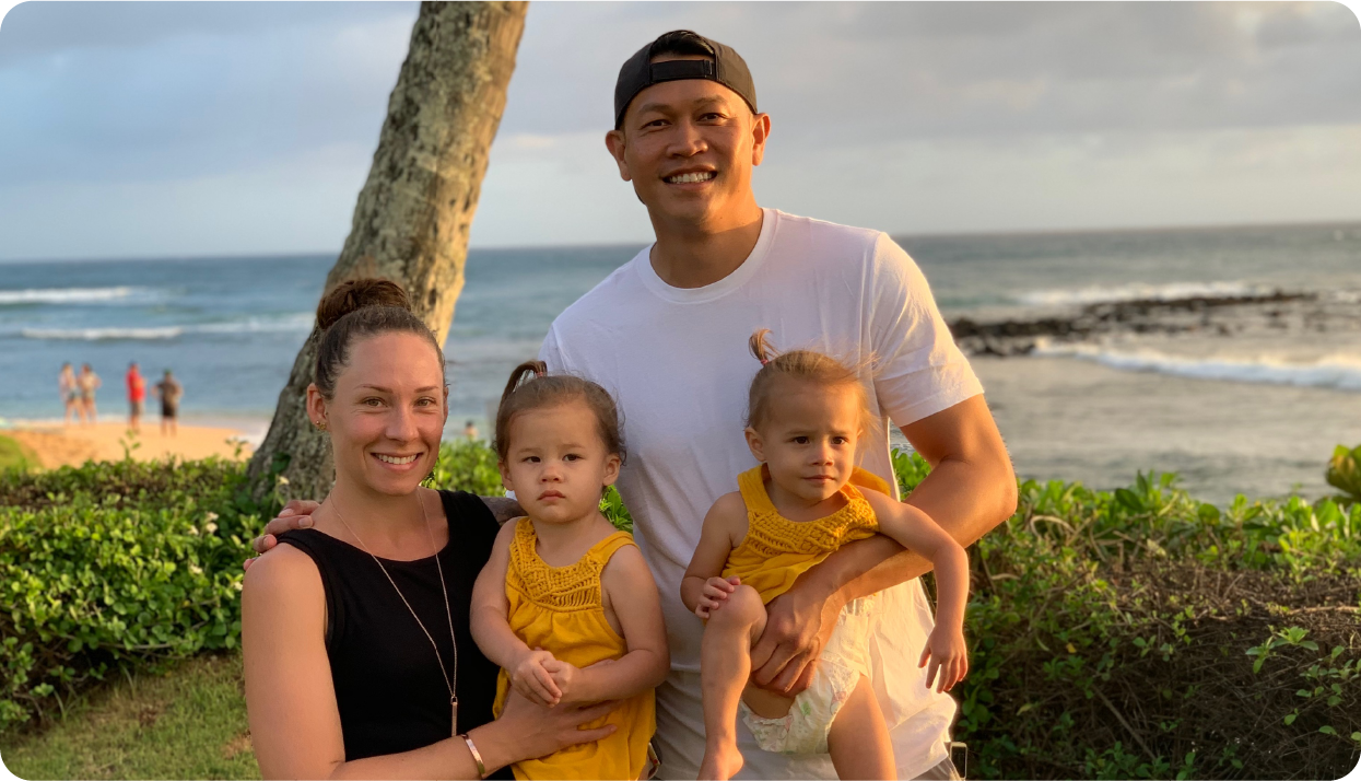 Family by the ocean