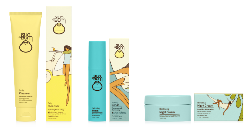 Sun Bum Skin Care: Daily Cleanser, Hydrating Serum, and Restoring Night Cream