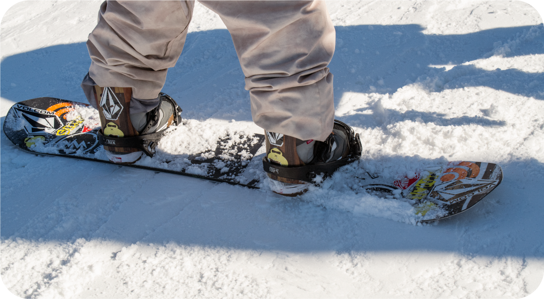 Feet on a snowboard