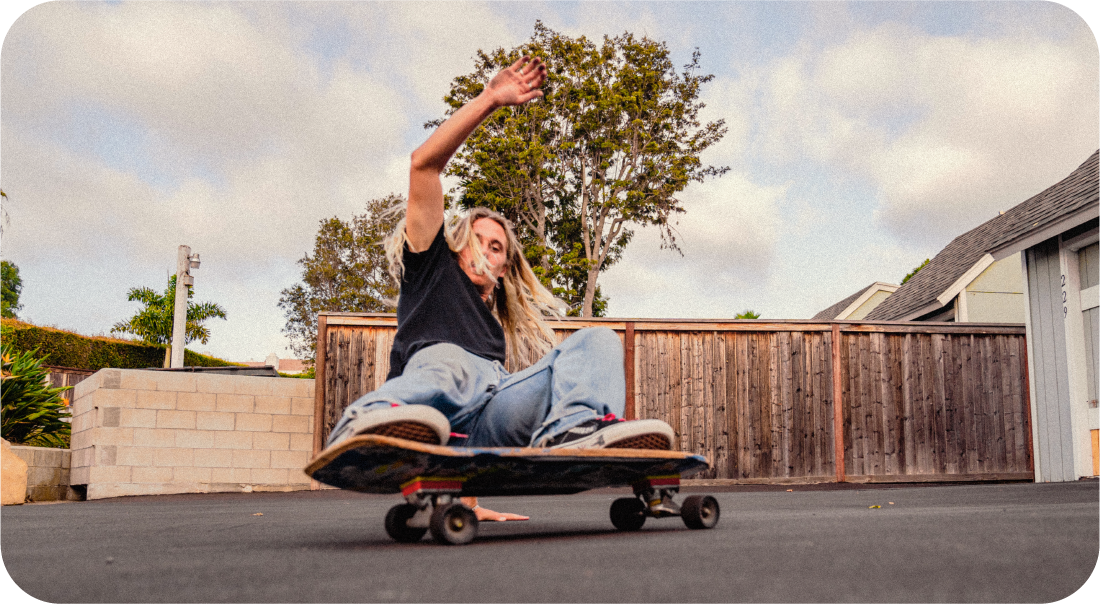 Ambassador Kyuss King riding a skateboard