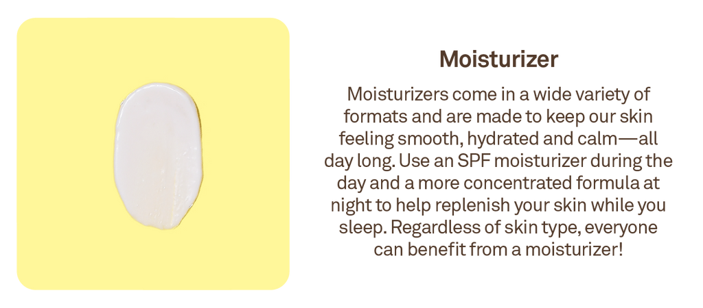 Moisturizer: Moisturizers come in a wide variety of formats and are made to keep our skin feeling smooth, hydrated and calm -- all day long.