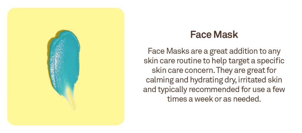 Face Mask: Face Masks are a great addition to any skin care routine to help target a specific skin care concern.