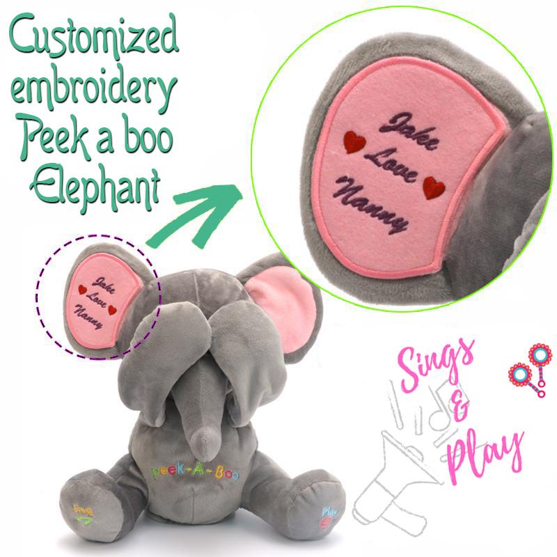 toy elephant that plays peek a boo