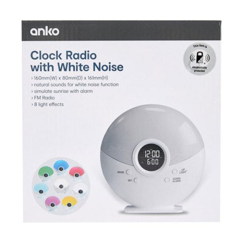 anko bluetooth clock radio with white noise