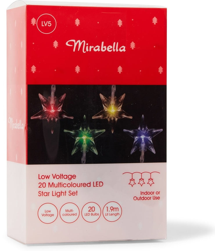 Mirabella Christmas Low Voltage 20 Led Star Light Set Multi Colour