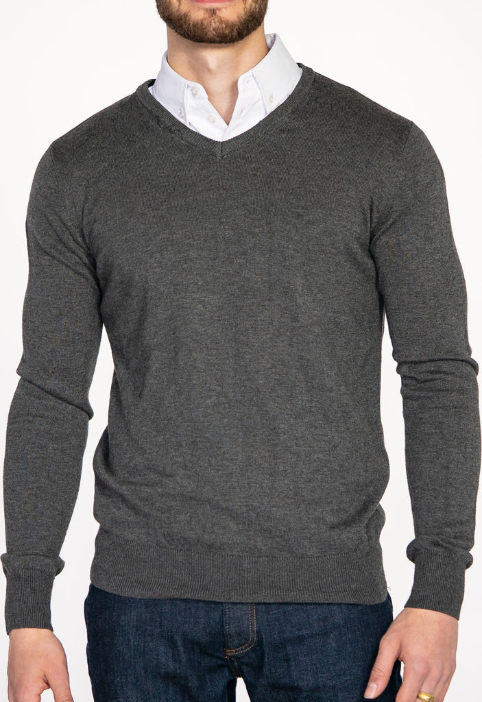 collared sweater with collared dress shirt
