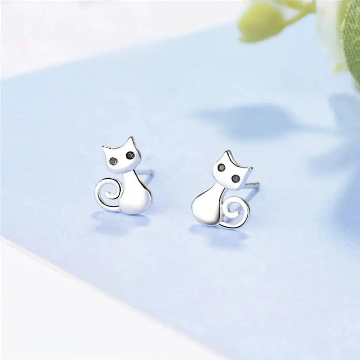 Cute Lovely Stud Earrings For Women Smart Cat Shape Jewelry Pave Shiny Black Cubic Zirconia Fine Top Quality 925 Silver Bijoux Vraiment-chat