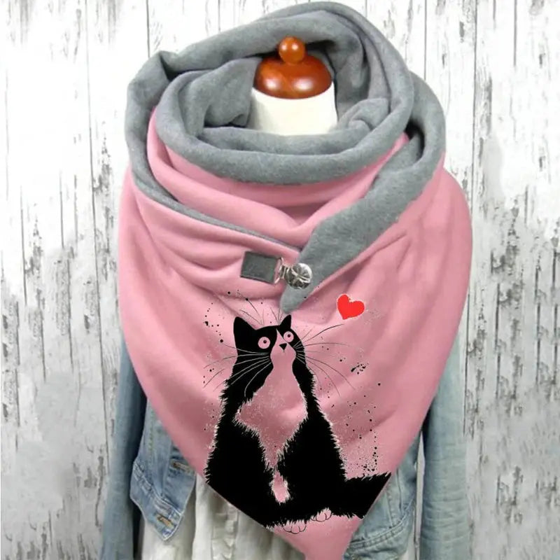 Cat Cute Clip Style Scarf 3D All Over Printed Scarf and Shawl Warm for Women Vraiment-chat