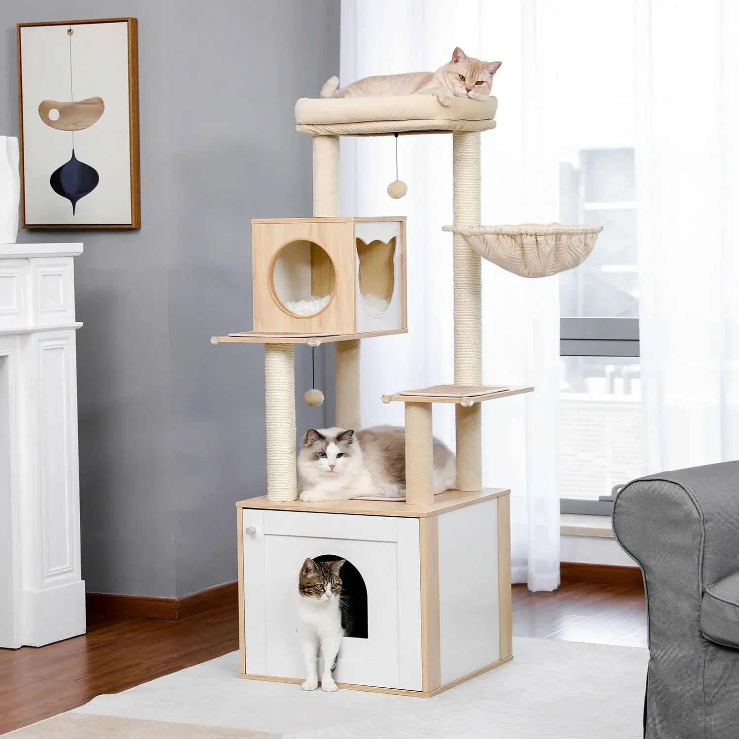 Arbre à Chat en Bois Épure Naturelle Vraiment-chat