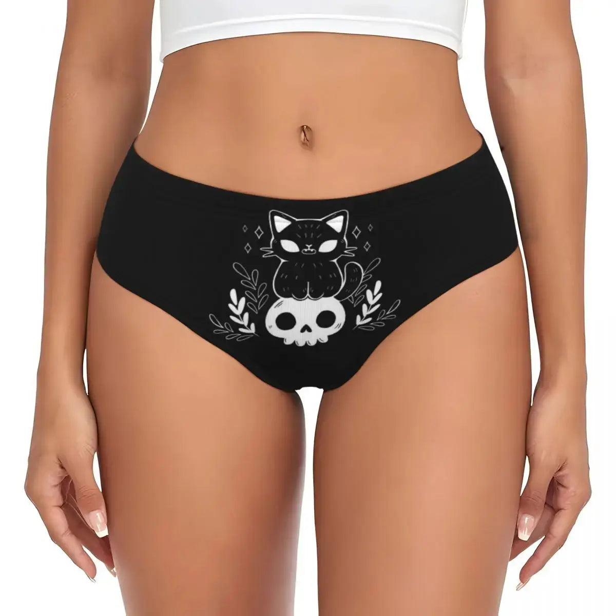 Custom Women Black Cat What Panties Underwear Female Comfort Briefs Underpants Vraiment-chat