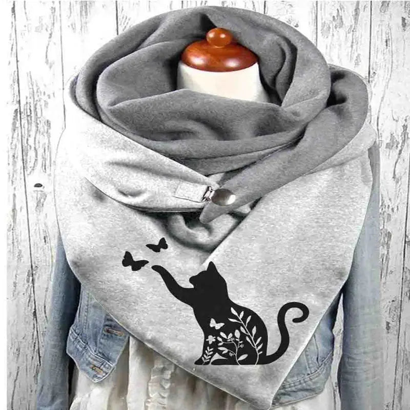 Cat Cute Clip Style Scarf 3D All Over Printed Scarf and Shawl Warm for Women Vraiment-chat