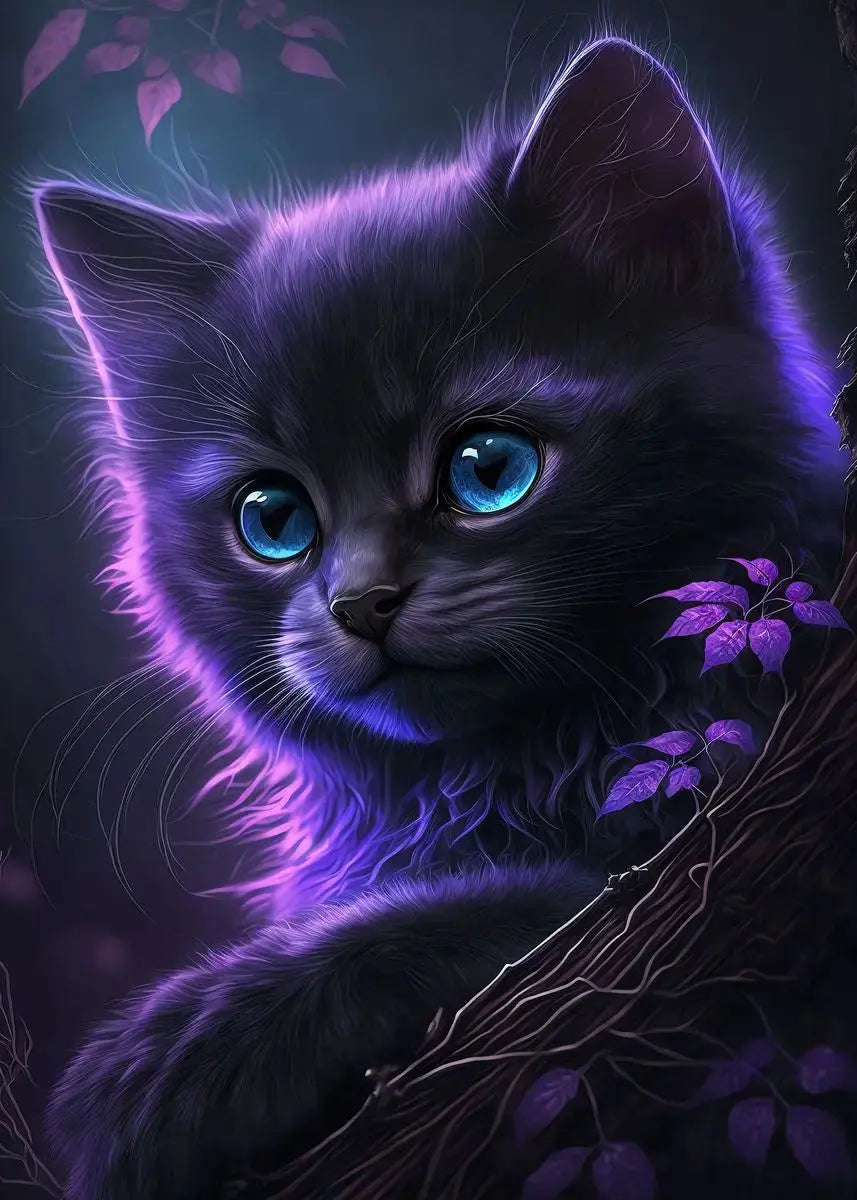 Cute White Kitten Portrait Flower Cat Animal Canvas Painting Kids Gift Poster Prints Bedroom Wall Art Pictures Modern Home Decor Vraiment-chat