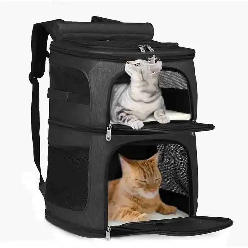 Double Layer Cat Carrier Backpack Removable Cat Bag for 2 Cats Collapsible Pet Carrier for Small Medium Cats Dogs Puppies of 7kg Vraiment-chat