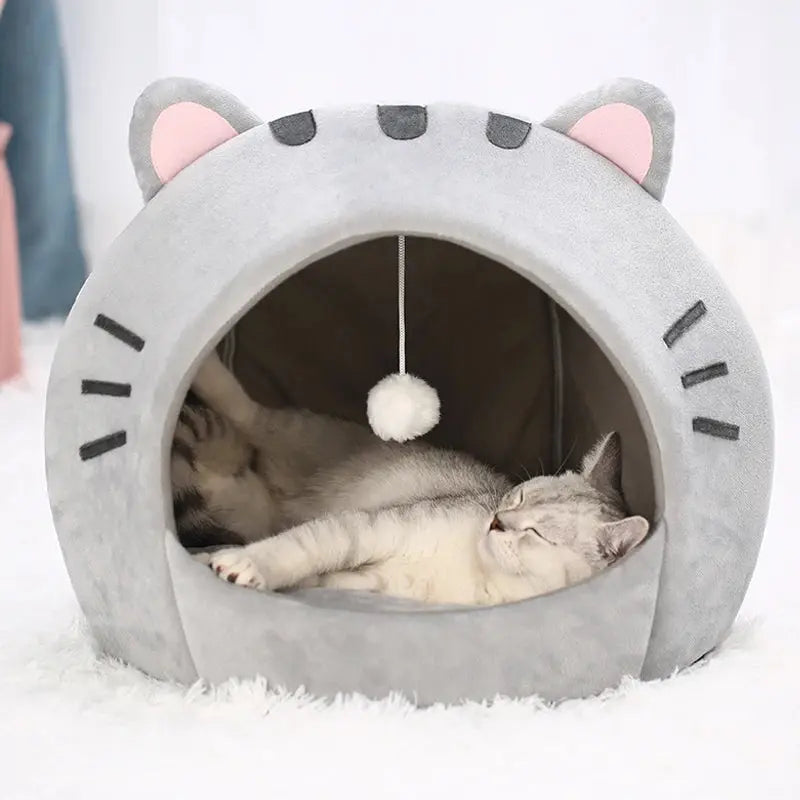Super Cat Bed Warm Pet House Kitten Cave Cushion Cat House Warm Sleeping Dog Basket Tent Small Dog Mat Supplies Bed For Cats Vraiment-chat