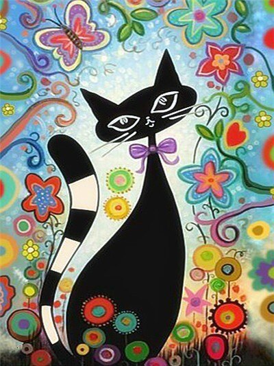 Peinture Par Numeros De Chat Noir Et Papillon Vraiment Chat