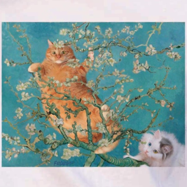 T Shirt Chat Roux Van Gogh Amandier En Fleurs Vraiment Chat