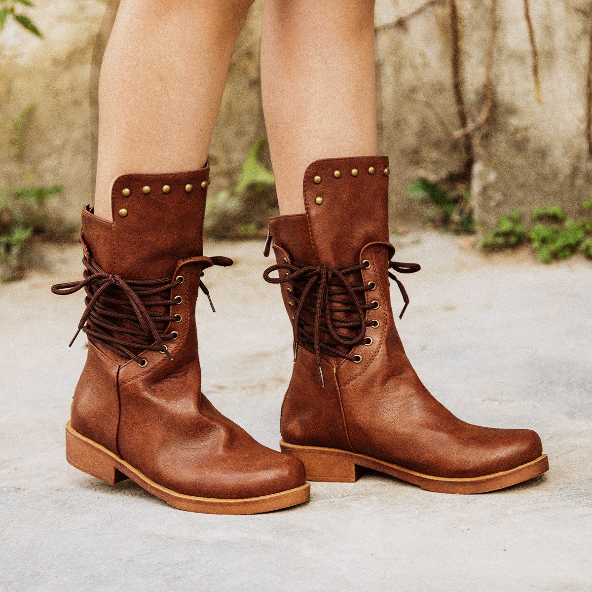 back zipper vintage lace up boots