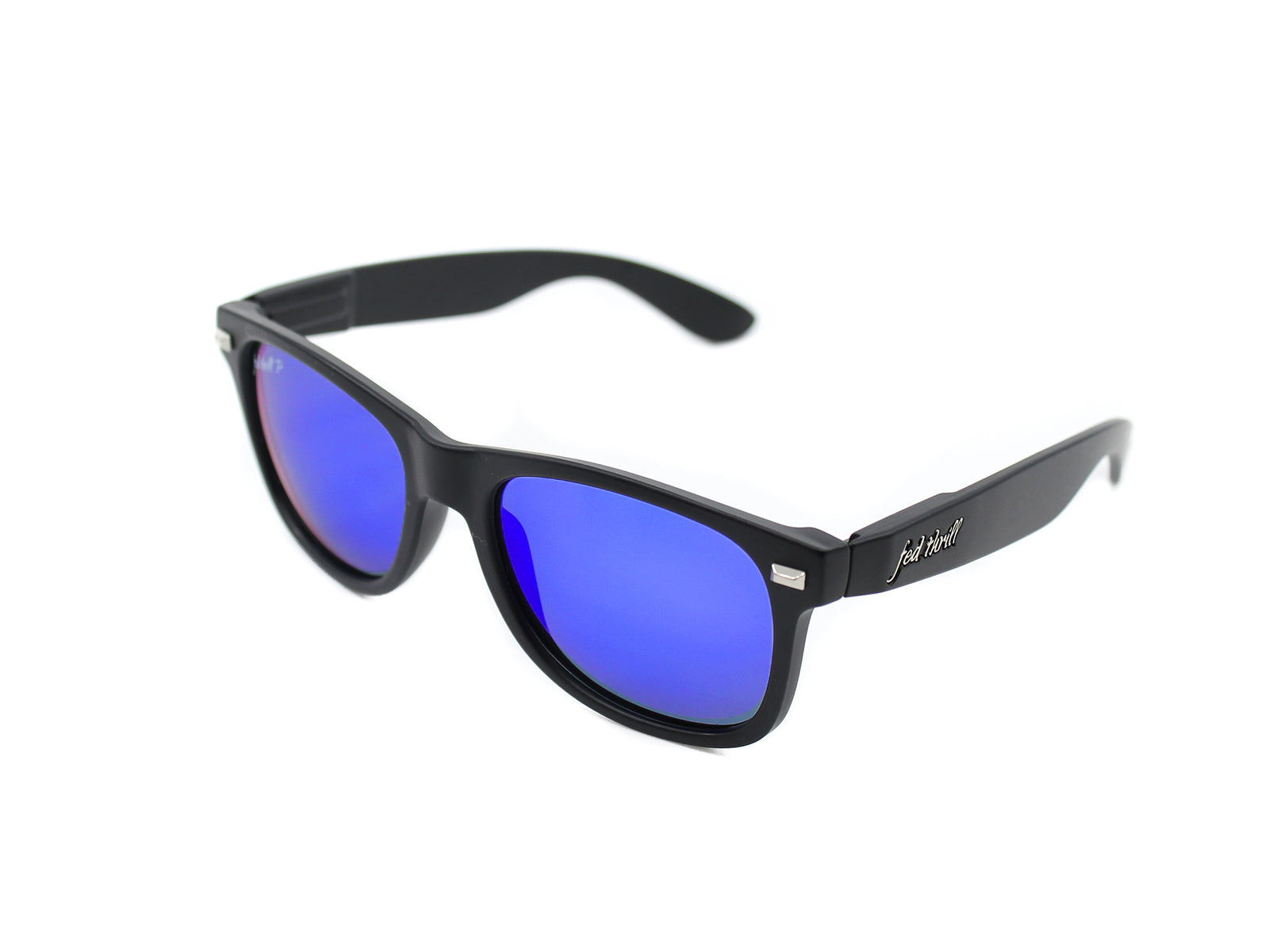 Fultons Juneberries Matte Black Mirrored Blue Polarized Fed Thrill Sunglasses