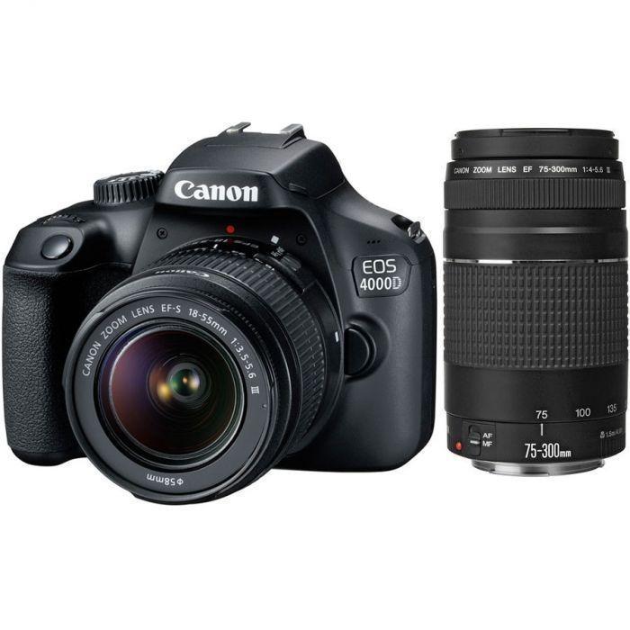 - Canon EOS 4000D DSLR with EF-S 18-55mm DC III & EF 75-300mm f/4-5.6 ...