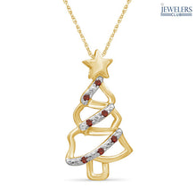 Load image into Gallery viewer, Christmas Tree Pendant Necklace Gold over Silver - Red Diamond - Area 399 Hachune Rage