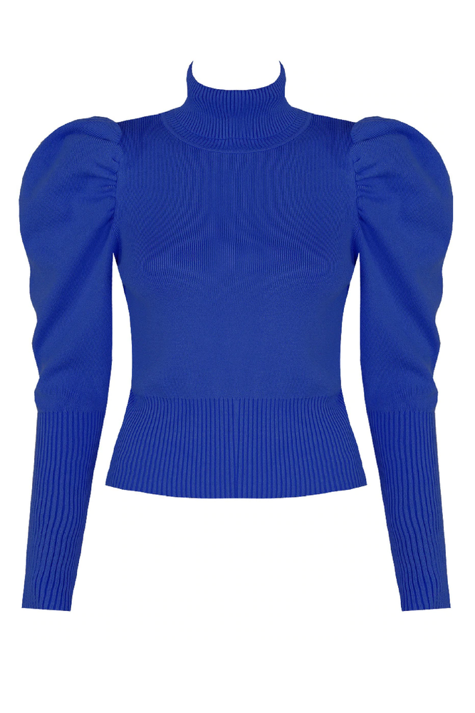 Royal Blue Roll Neck Puff Sleeve Jumper – Jessie & Co.