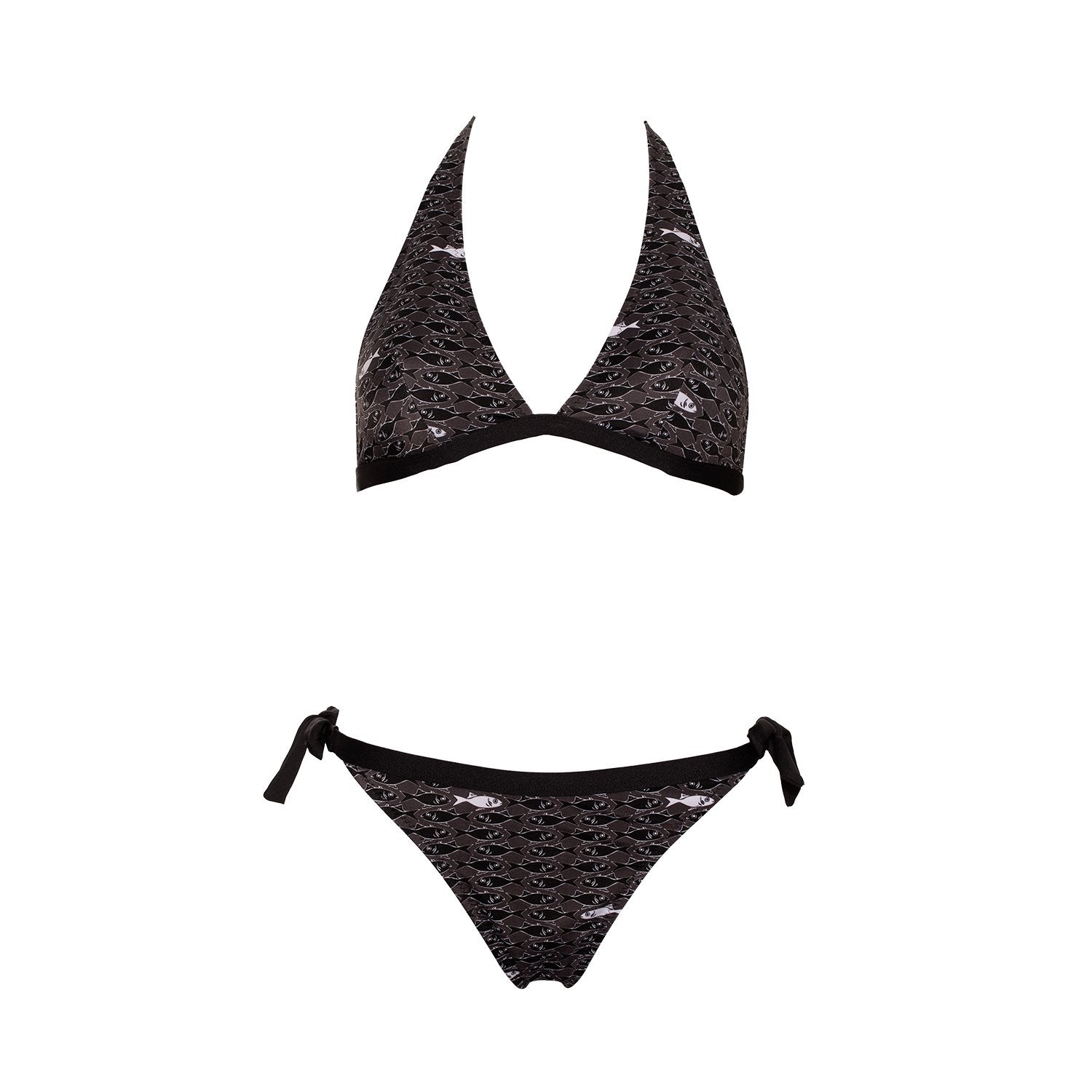 AULALA X LORIEUX - MIAMI Triangle Bikini Black with Fish Pattern ...