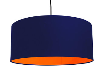 Navy Blue Neon Orange Drum Lamp Shade