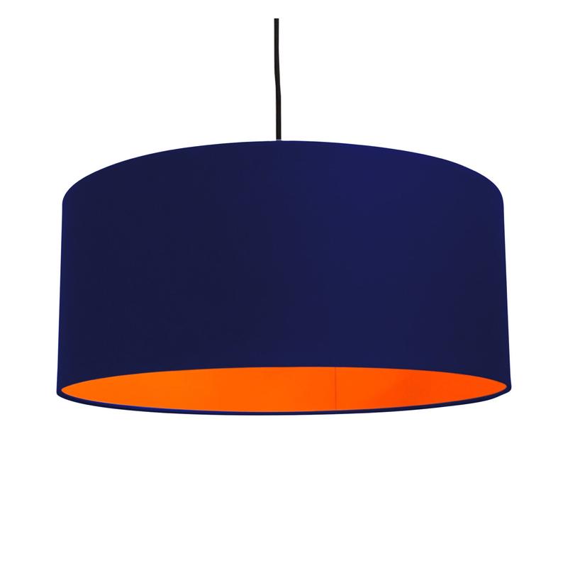 Navy Blue Neon Orange Drum Lamp Shade