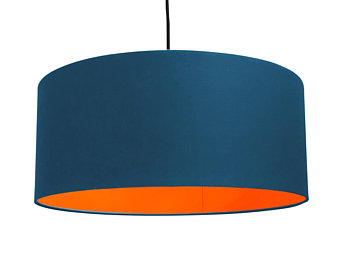 Teal Blue Neon Orange Drum Lamp Shade Bristol Lighting Company
