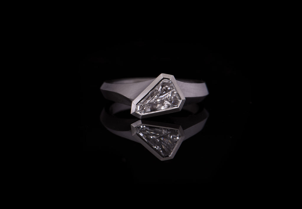 Shield Shape .54ct Diamond and Platinum Ring 