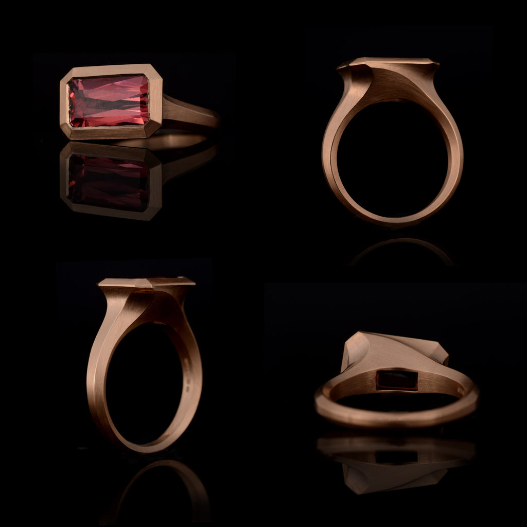 Arris ring in Rose Gold with Malay Garnet