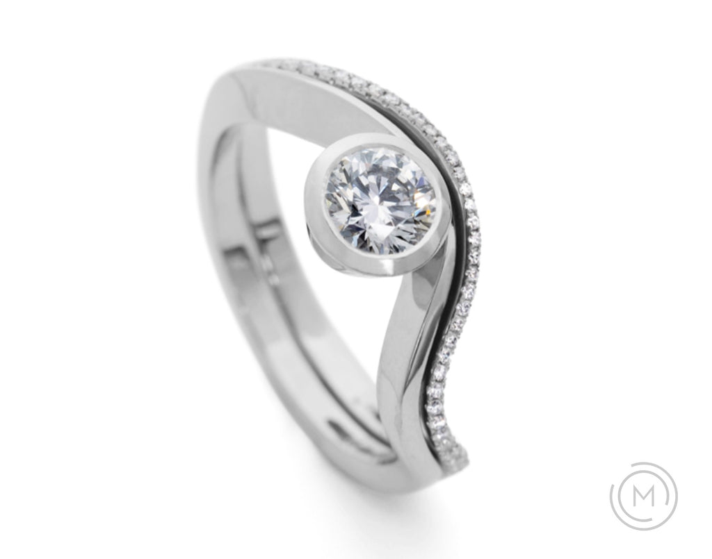 Balance fitted platinum and diamond wedding band