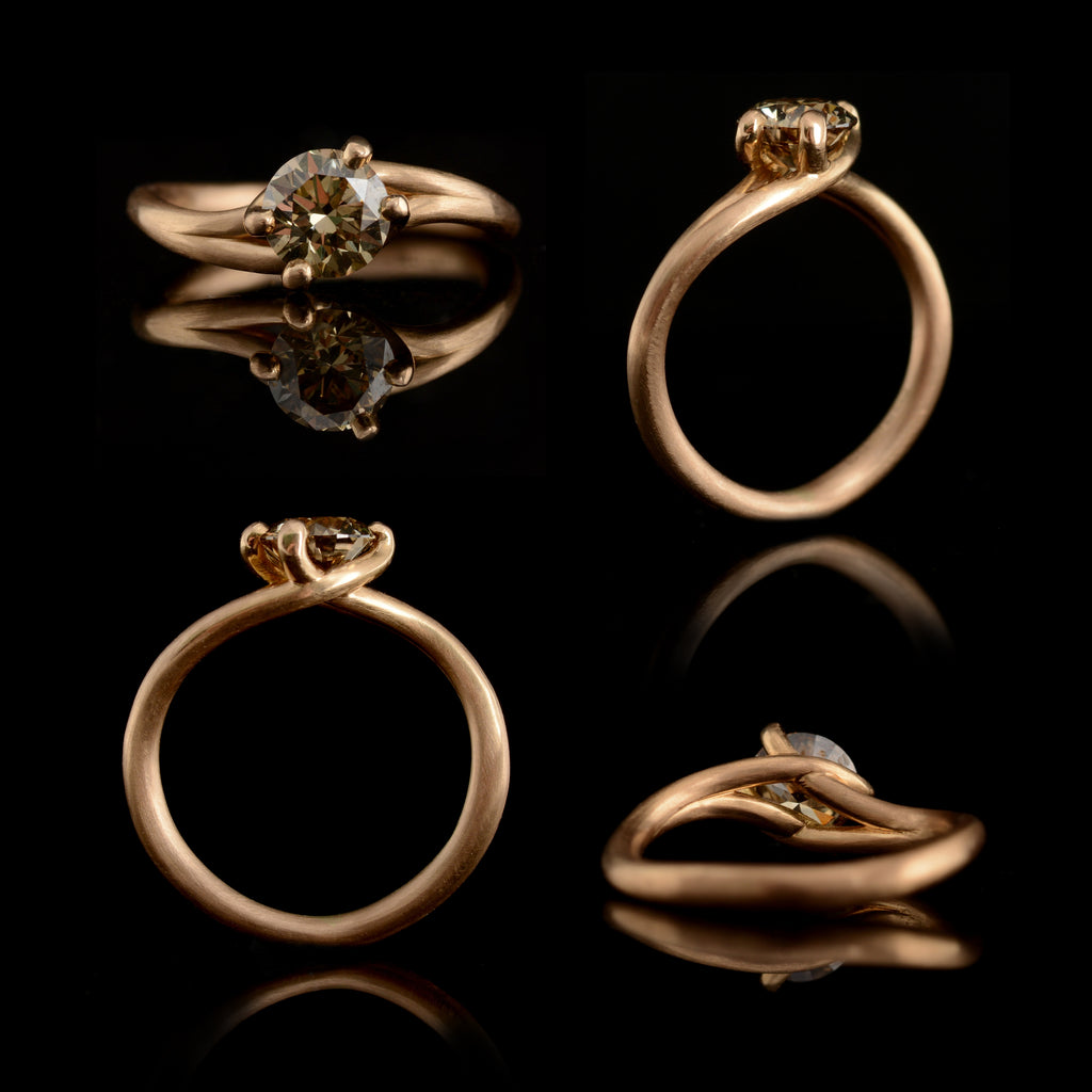 Embrace Ring Cognac Diamond Rose Gold Engagement Ring