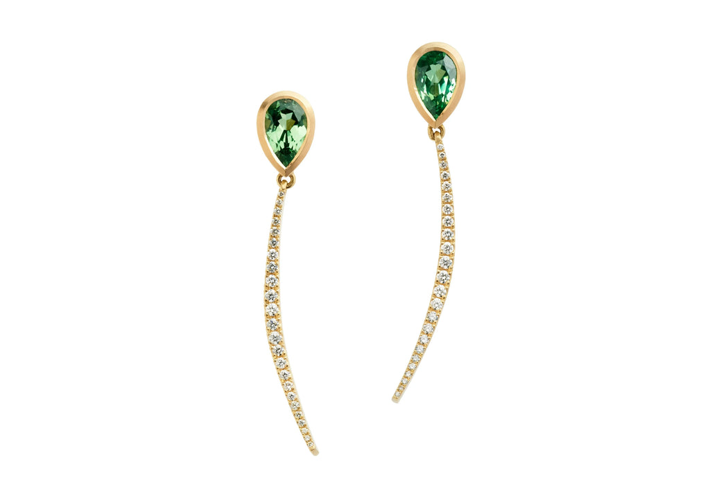 Tsavorite garnet and diamond 18ct gold earrings