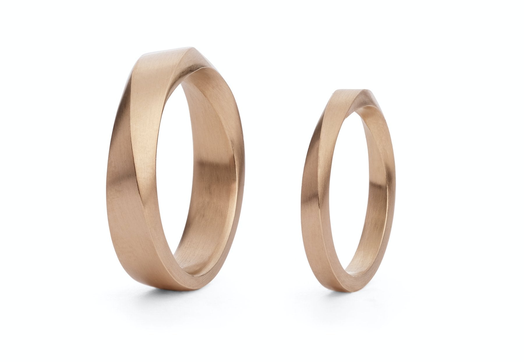 18 carat rose gold men's Mobius 'top twist' wedding bands