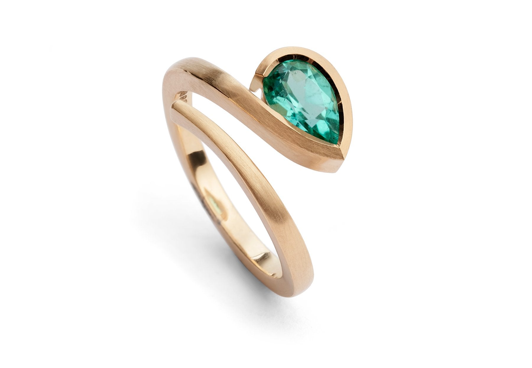 Forged rose gold and pear paraiba tourmaline Twist engagement ring