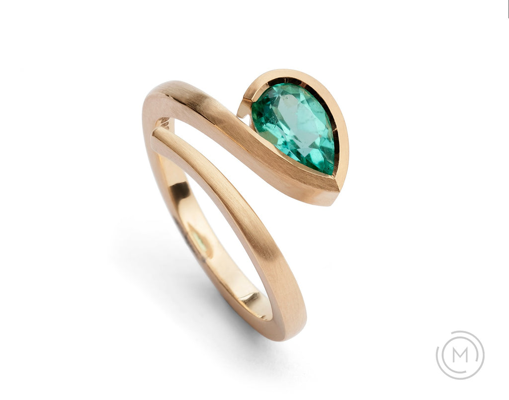 Rose gold and pear paraiba tourmaline Twist engagement ring