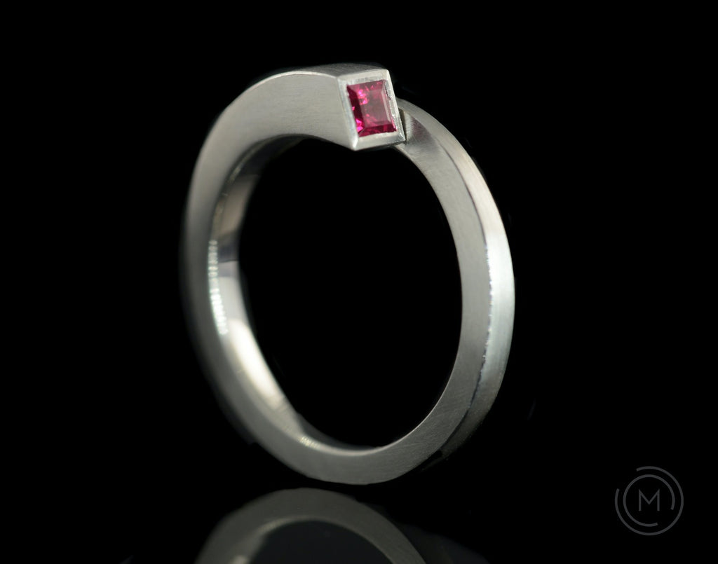 Unusual minimal architectural engagement ring 
