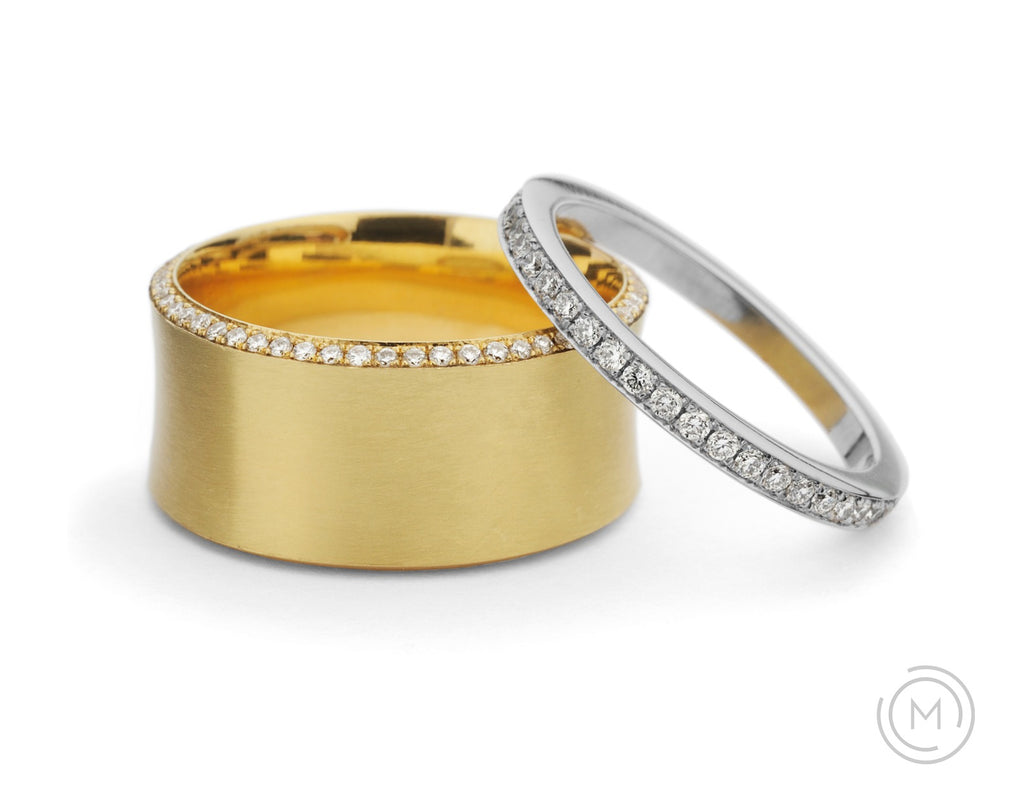 Platinum and yellow gold diamond wedding bands for women