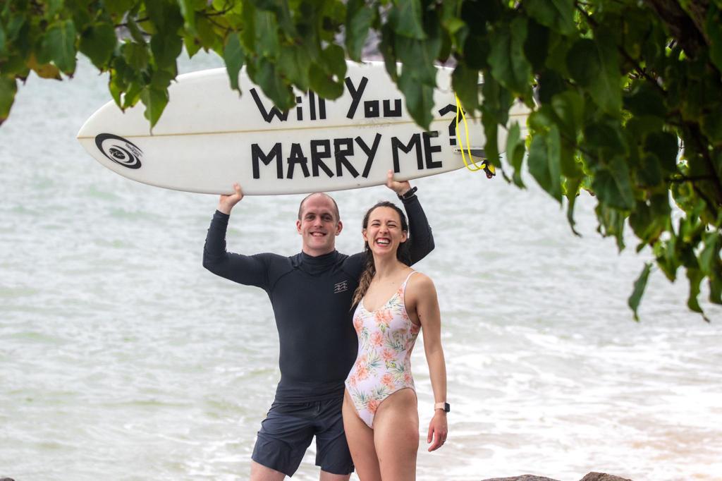 She said yes! Wave engagement surfing proposal 