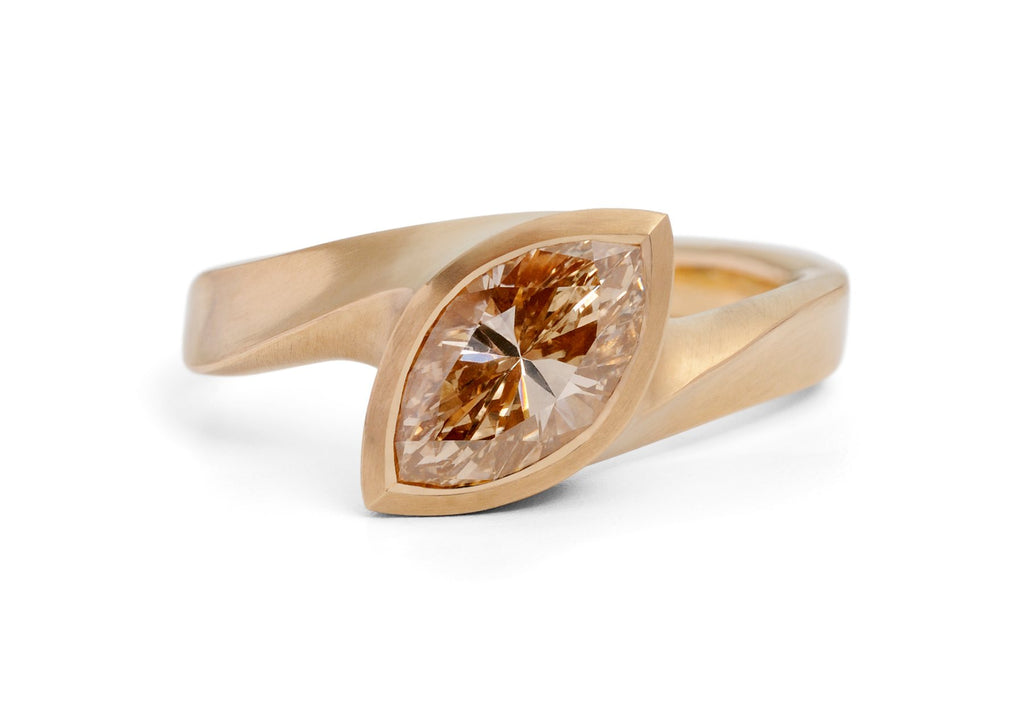Marquise cut champagne diamond in rose gold