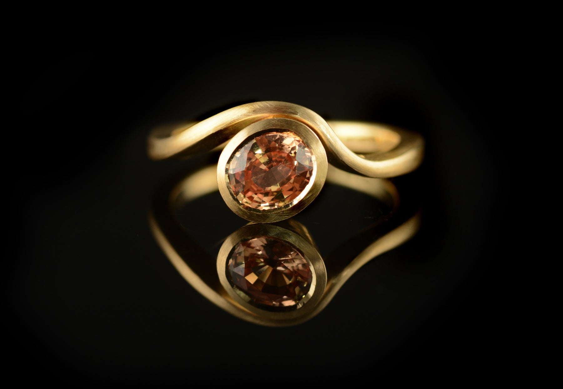 Orange sapphire and rose gold balance ring